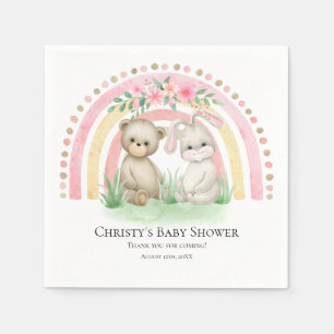 Servilleta De Papel BOHO Baby Bear Rainbow Chica   Baby Shower Napkins