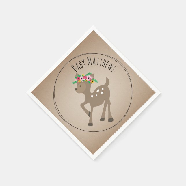 Servilleta De Papel Boho Baby Deer Baby Shower Napkins (Borde)