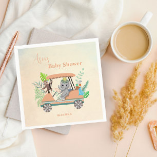 Servilleta De Papel Boho Baby Elefante y Mono Golf Baby Shower