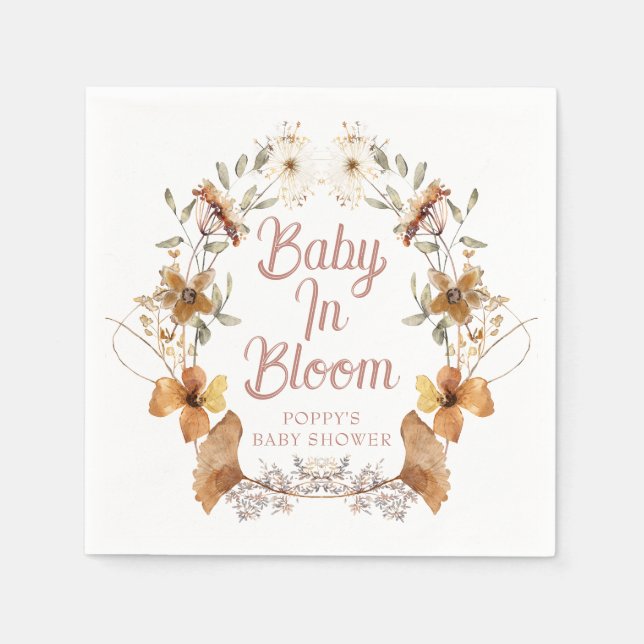 Servilleta De Papel Boho Baby En Bloom Wildflowers Baby Shower (Anverso)