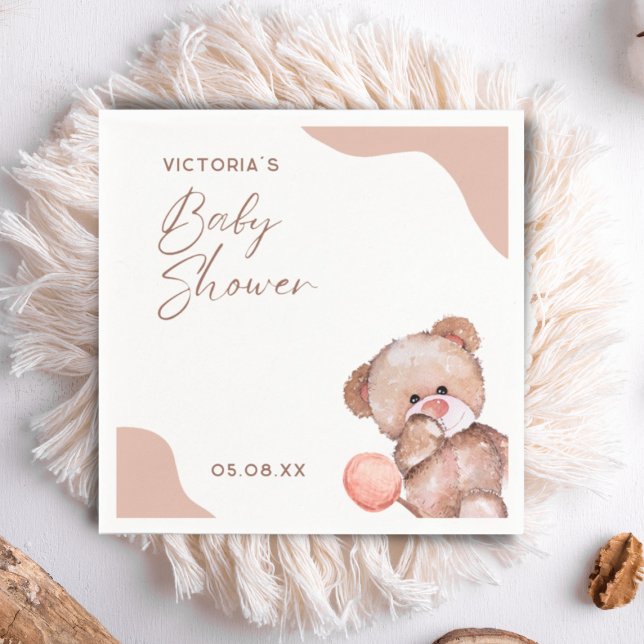 Servilleta De Papel Boho Baby Girl Bear Elegant Cocktail de Baby Showe (Subido por el creador)