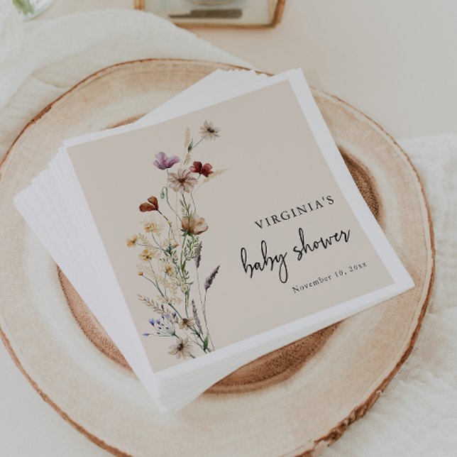 Servilleta De Papel Boho Baby Shower (Boho Wildflower Baby Shower Napkins by Painted Paperie
)