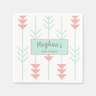 Servilleta De Papel Boho Baby Shower | Flecha verde suave y punta