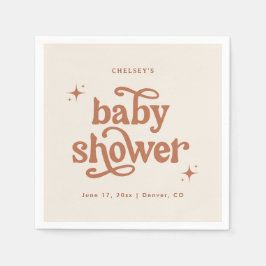 Servilleta De Papel Boho Baby Shower, Retro Terracotta Baby Shower