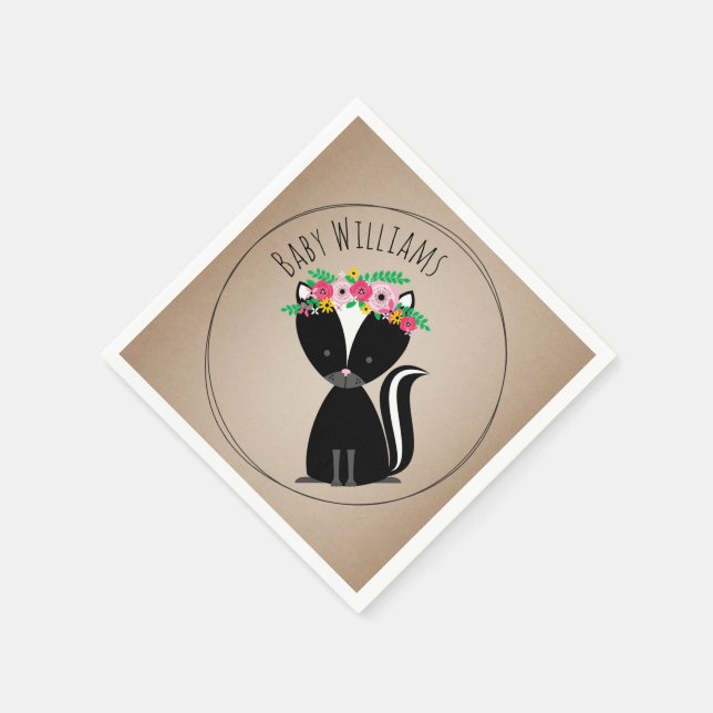 Servilleta De Papel Boho Baby Skunk Baby Shower Napkins (Borde)