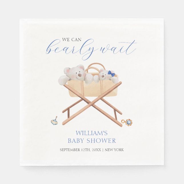 Servilleta De Papel Boho Bassinet Toy Boy Baby Shower (Anverso)