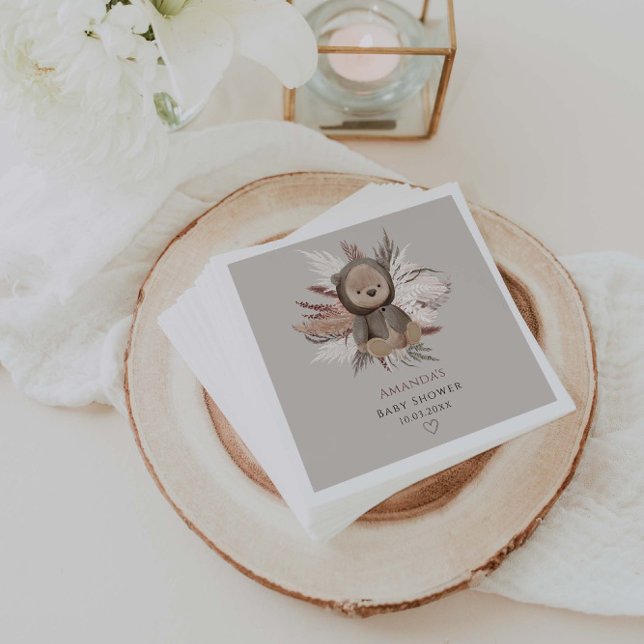 Servilleta De Papel Boho Bear Baby Shower (Subido por el creador)