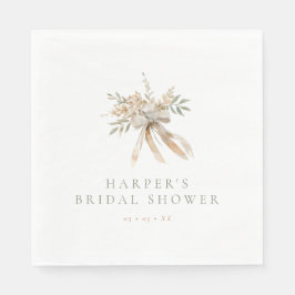 Servilleta De Papel Boho Beige & Sage Flowers & Bow Bridal Shower