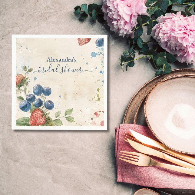 Servilleta De Papel Boho Berry Sweet Strawberry Bridal Shower (Subido por el creador)