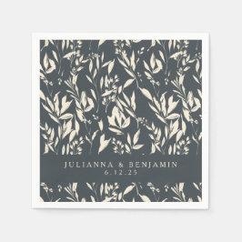 Servilleta De Papel Boho Black Hand Drake Floral Boda Personalizado