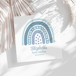 Servilleta De Papel Boho Blue Rainbow Baby Shower Napkins