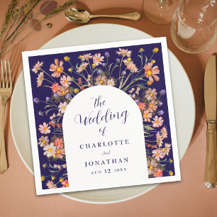 Servilleta De Papel Boho Boda azul de la Marina de Arco Floral de Flor