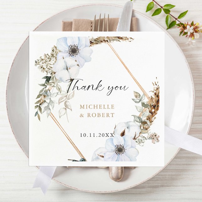 Servilleta De Papel Boho Boda Frame Floral Fall Wedding Elegante (Subido por el creador)
