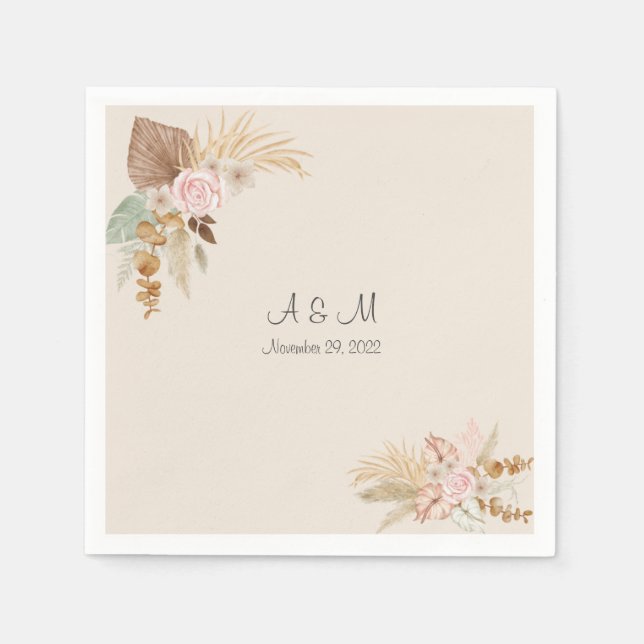 Servilleta De Papel Boho boda napkin (Anverso)