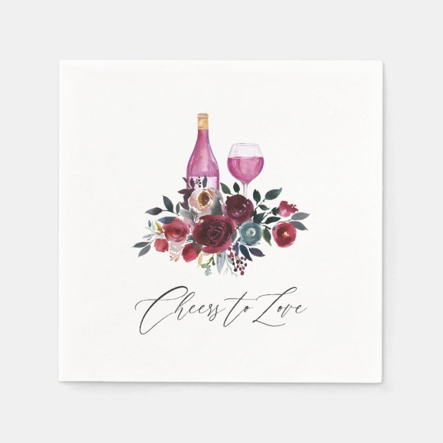 Servilleta De Papel Boho Borgoña y la ducha de novias en la degustació (Anverso)