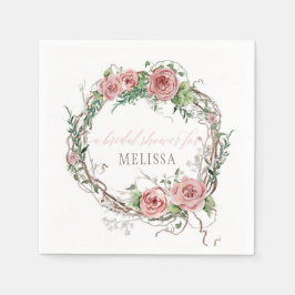 Servilleta De Papel BOHO Bridal Shower Twig Branch Foliage Rosa Floral