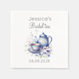 Servilleta De Papel Boho Bridal Tea Blue Floral Vintage Bridal Shower