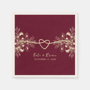 Servilleta De Papel Boho Burgundy Boda Napkins