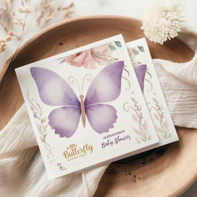 Servilleta De Papel Boho Butterfly Baby Shower (Subido por el creador)