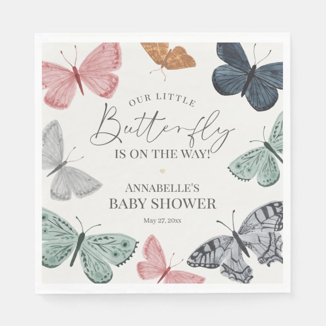 Servilleta De Papel Boho Butterfly Baby Shower Napkin (Anverso)