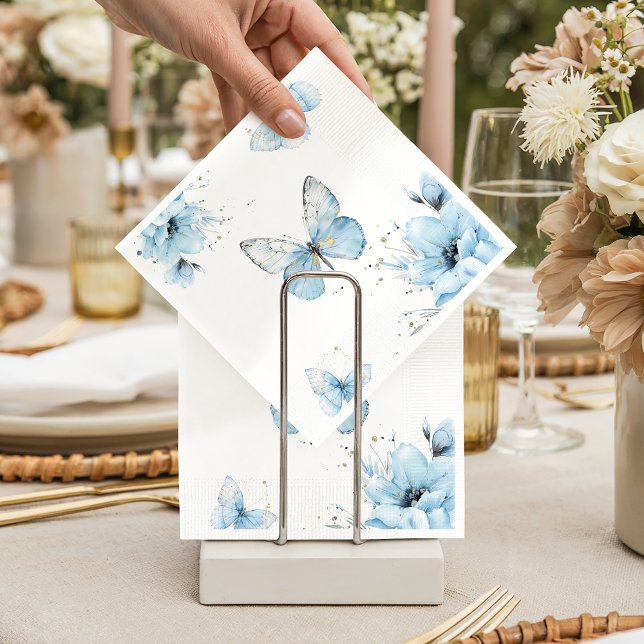 Servilleta De Papel Boho Butterfly Wildflower Floral Blue Baby Shower (Subido por el creador)