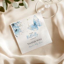 Servilleta De Papel Boho Butterfly Wildflower Floral Blue Baby Shower