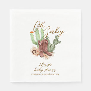 Servilleta De Papel Boho Cactus Cowboy moderno zapata Baby Shower