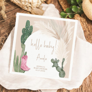 Servilleta De Papel Boho cactus pampas botas hola bebé ducha