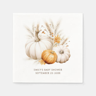 Servilleta De Papel Boho Calabazas Nombre Fecha Baby Shower