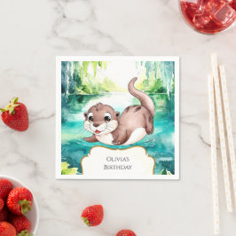 Servilleta De Papel Boho Calm Otter Cumpleaños