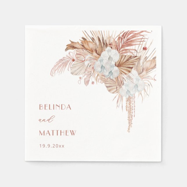 Servilleta De Papel Boho Chic Botánico | Boda (Anverso)