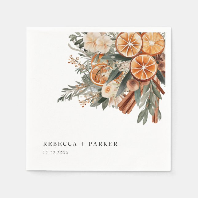 Servilleta De Papel Boho cinnamon personalizado boda botánico de invie (Anverso)