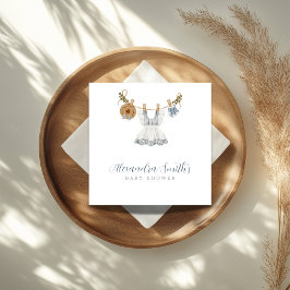 Servilleta De Papel Boho Clothesline color de agua azul y blanco Chica