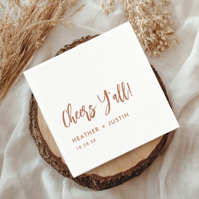 Servilleta De Papel Boho Country Cheers Y'all Texas Boda (Subido por el creador)