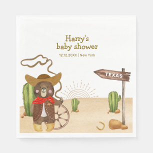 Servilleta De Papel Boho Cowboy Bear Western Rodeo Cactus Baby Shower