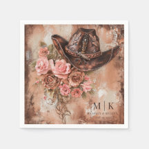 Boho Cowgirl Western Florals Boda Napkins