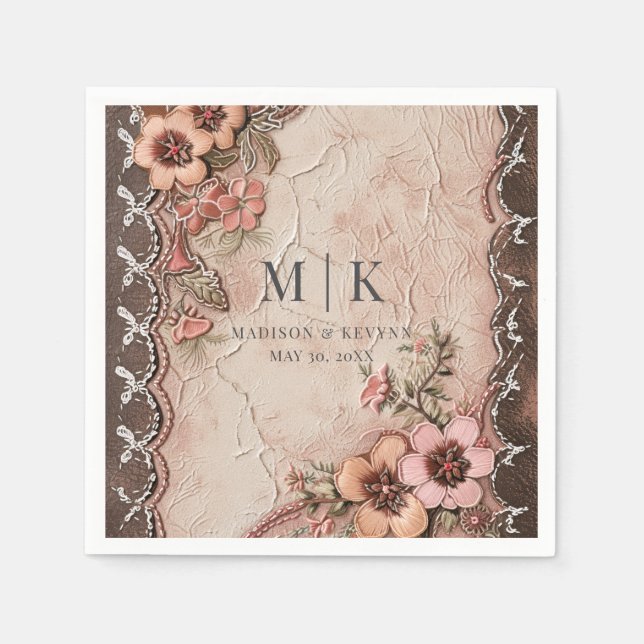 Servilleta De Papel Boho Cowgirl Western Florals Boda Napkins (Anverso)