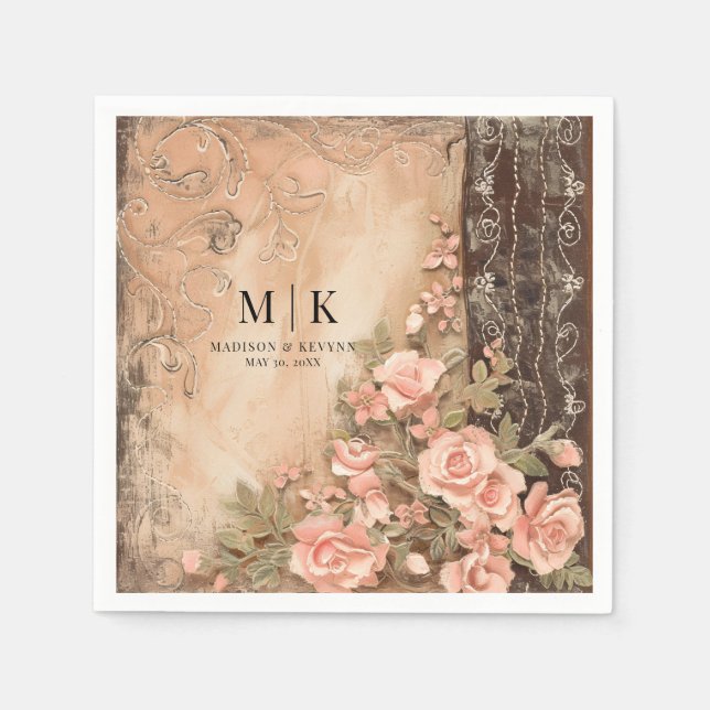 Servilleta De Papel Boho Cowgirl Western Florals Boda Napkins (Anverso)