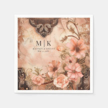 Boho Cowgirl Western Florals Boda Napkins