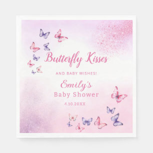 Servilleta De Papel Boho Cute Butterfly Watercolor Chica bebé Ducha