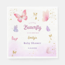 Boho Cute Watercolor Mariposa rosa Baby Shower