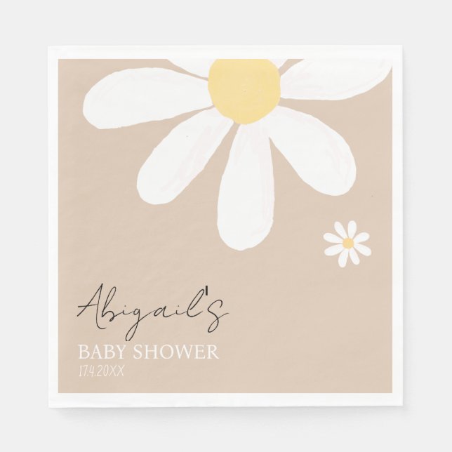 Servilleta De Papel Boho Daisy Floral Bebé ducha (Anverso)