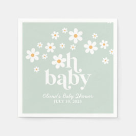 Servilleta De Papel boho Daisy green Baby Shower Napkins