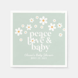 Servilleta De Papel boho Daisy green Peace Love Baby Shower