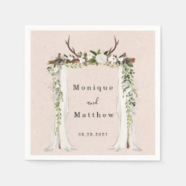 Servilleta De Papel Boho Deer Antlers White Canopy Rustic Boda