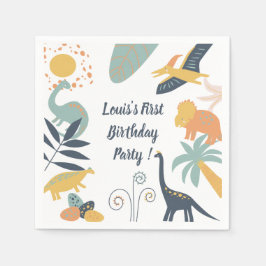 Servilleta De Papel Boho Dinosaur Baby Birday Party