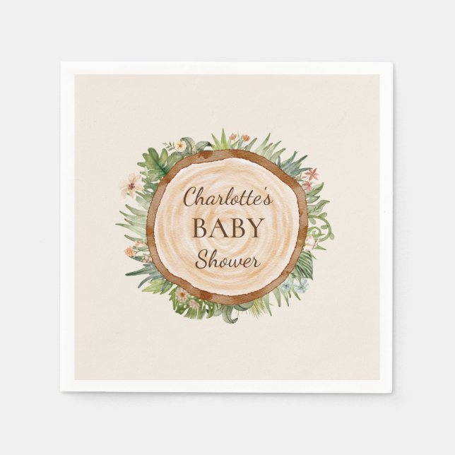 Servilleta De Papel Boho Dinosaur Beige Baby Shower Napkins (Anverso)