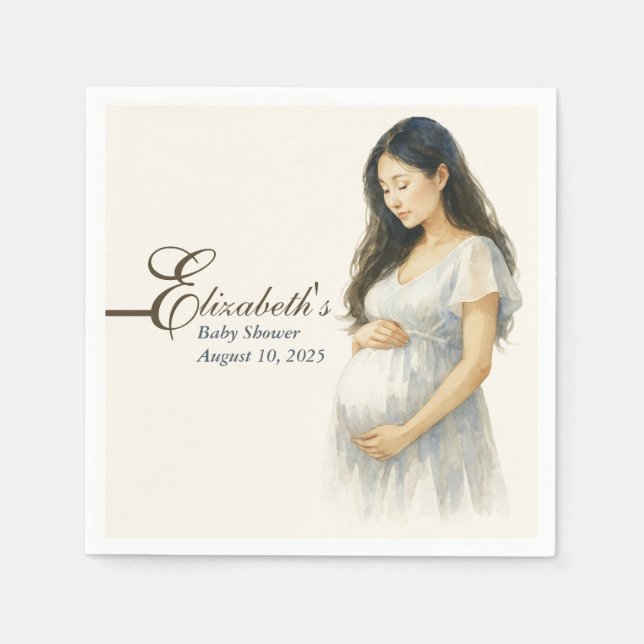 Servilleta De Papel Boho Elegant  baby shower Asian mom-to-be (Anverso)