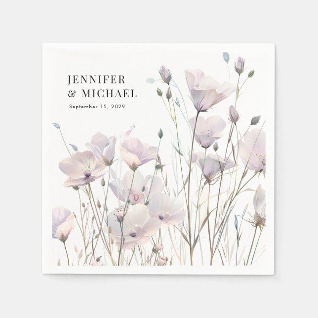 Servilleta De Papel Boho Elegant Wildflower Boda (Anverso)