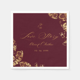 Servilleta De Papel Boho elegante | Borgoña y Boda del Otoño de Oro